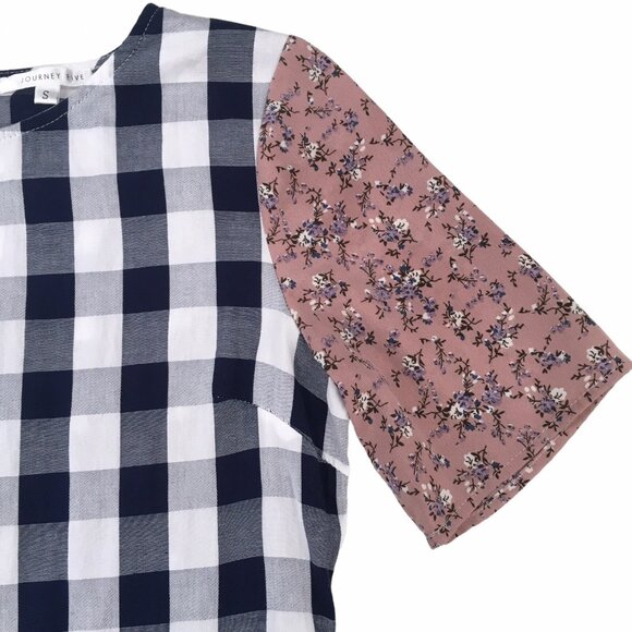 Journey Five Dress Women Small Pink Cottagecore Prairie Asymmetric Hem Check - Picture 4 of 10